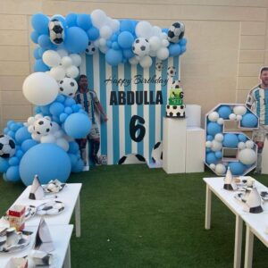 football theme customized kids birthday party balloon decoration with backdrop